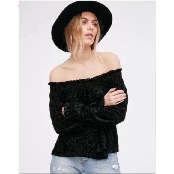 Free People A Little Twist Velvet Boho Top - Picture 9 of 9